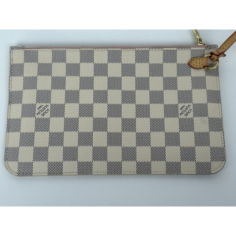 LOUIS VUITTON Neverfull Monogram White Canvas Pink Interior Tote Shoulder Bag - Image 9