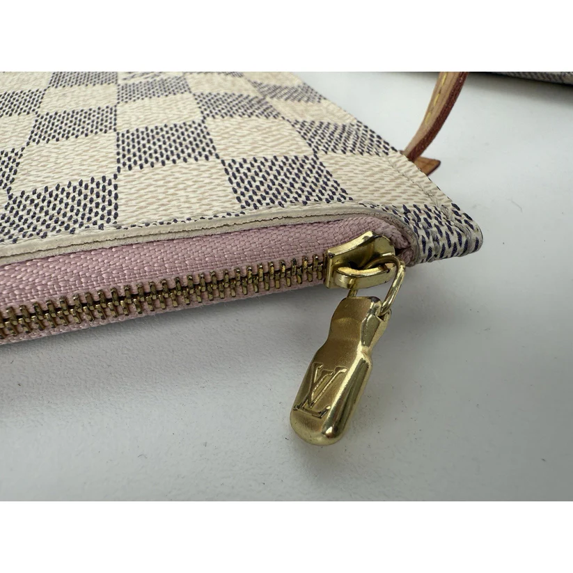 LOUIS VUITTON Neverfull Monogram White Canvas Pink Interior Tote Shoulder Bag - Image 8