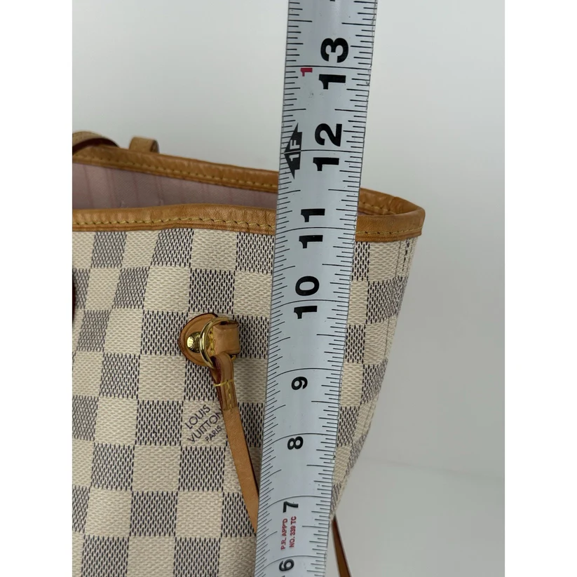 LOUIS VUITTON Neverfull Monogram White Canvas Pink Interior Tote Shoulder Bag - Image 11