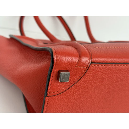 Céline Mini Luggage Tote Red-Orange Leather Handbag - Image 5