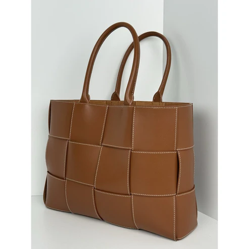 Bottega Veneta Nappa Maxi Intrecciato Men’s Arco Tote in Wood