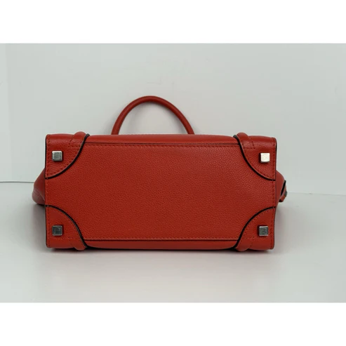 Céline Mini Luggage Tote Red-Orange Leather Handbag - Image 7