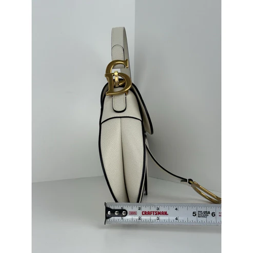 Christian Dior Medium Saddle White Leather Shoulder Bag - Image 11