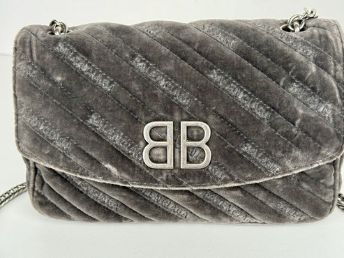 Balenciaga Velvet Logo Matelasse BB Chain Shoulder Bag - Image 8