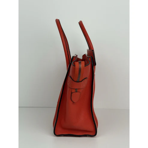 Céline Mini Luggage Tote Red-Orange Leather Handbag - Image 8