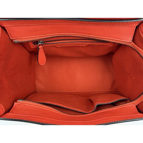 Céline Mini Luggage Tote Red-Orange Leather Handbag - Image 10