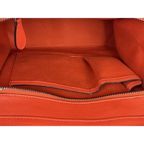 Céline Mini Luggage Tote Red-Orange Leather Handbag - Image 11