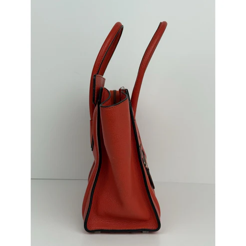 Céline Mini Luggage Tote Red-Orange Leather Handbag - Image 13