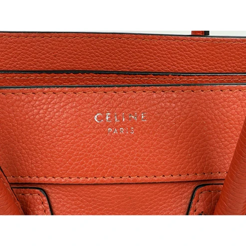 Céline Mini Luggage Tote Red-Orange Leather Handbag - Image 14