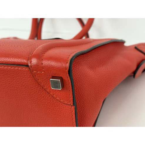 Céline Mini Luggage Tote Red-Orange Leather Handbag - Image 15