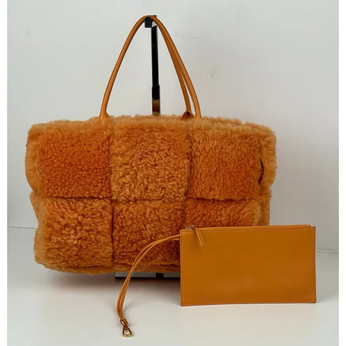 Bottega Veneta Arco Medium Intrecciato Shearling Leather Women’s Tote
