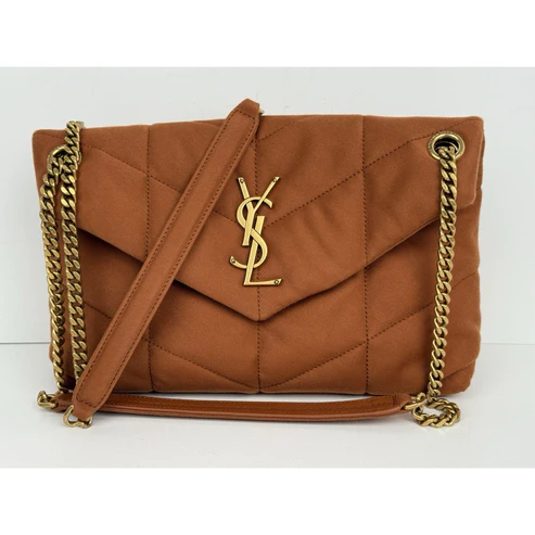 Saint Laurent Loulou Small Shoulder Bag in Celosia Orange Quilted Fabric (2024)