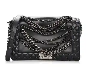 CHANEL Le Boy EnChained Back Lambskin Handbag